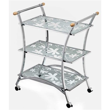 Chariot de bar en verre à motifs